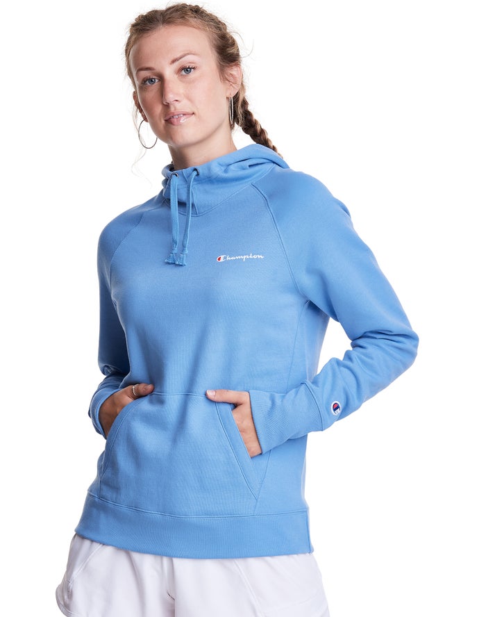 Champion Hoodie Dames - LichtBlauw - Powerblend Script Logo ( 875230-TOB )